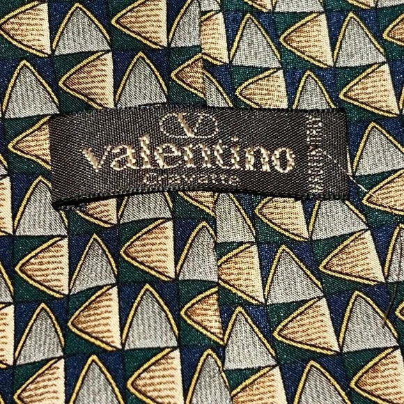 Valentino Black and Gold Geometric Silk Tie - Picture 3 of 4